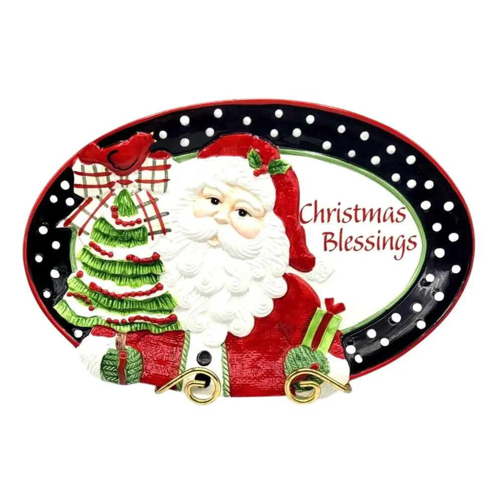 Fitz and Floyd Christmas Blessings Southern Santa Cookie Platter 2014 14